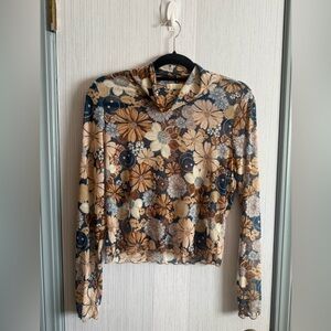 Alter’d State Sheer Floral Mesh Long Sleeve Top – Size L